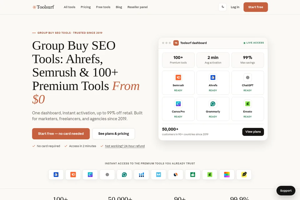Aperçu de la landing page