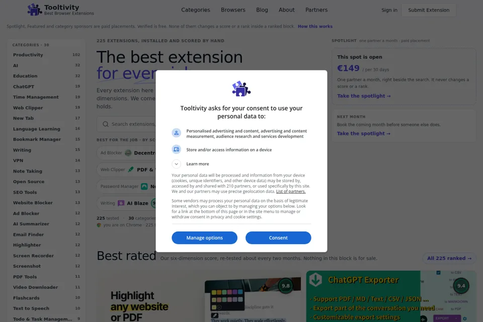 Aperçu de la landing page
