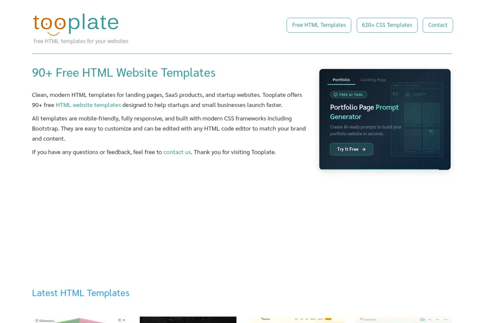 Aperçu de la landing page