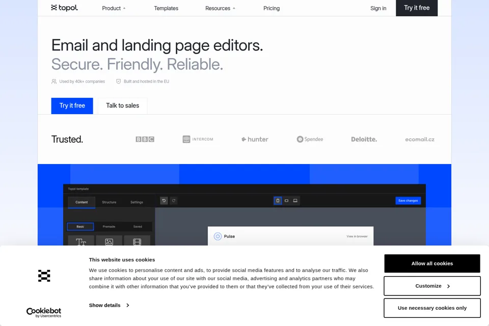 Landing page preview
