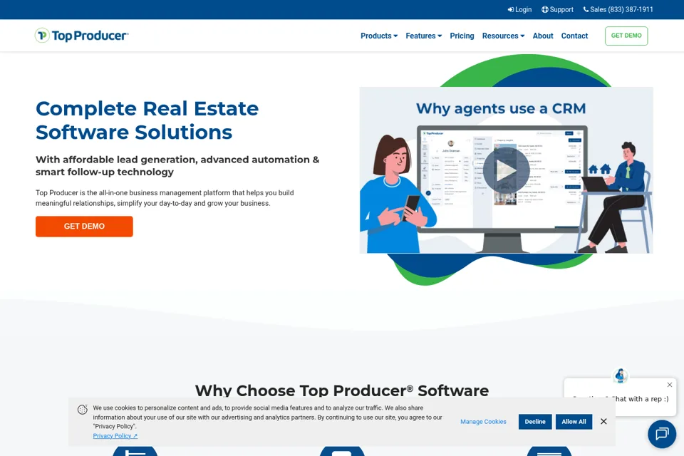 Aperçu de la landing page