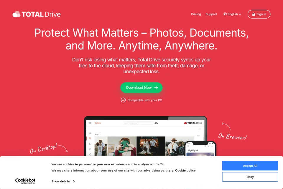 Aperçu de la landing page