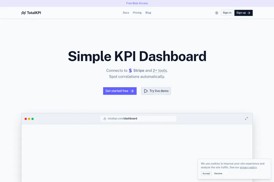 Aperçu de la landing page