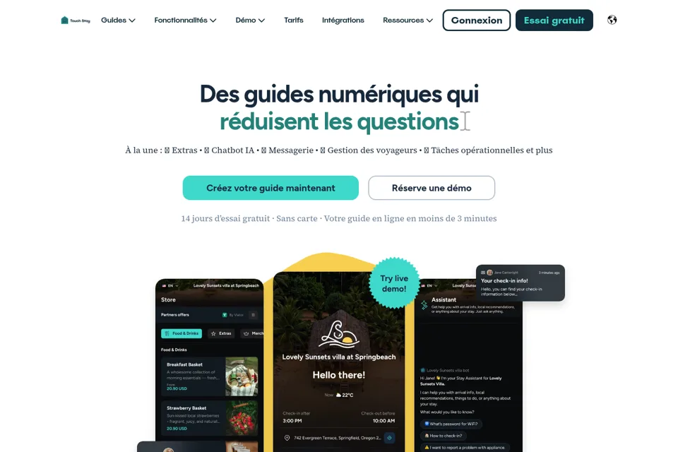 Aperçu de la landing page