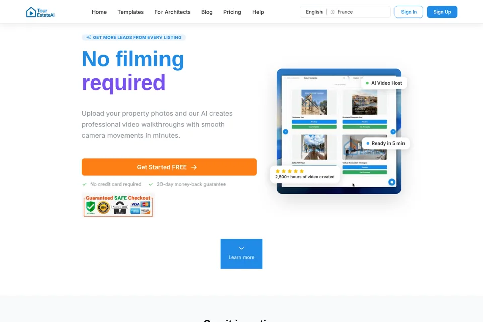 Aperçu de la landing page