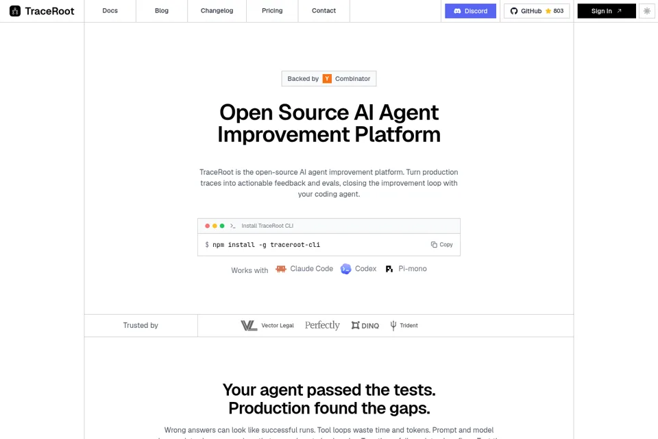 Aperçu de la landing page