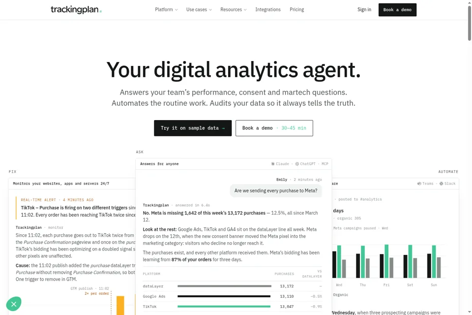 Aperçu de la landing page