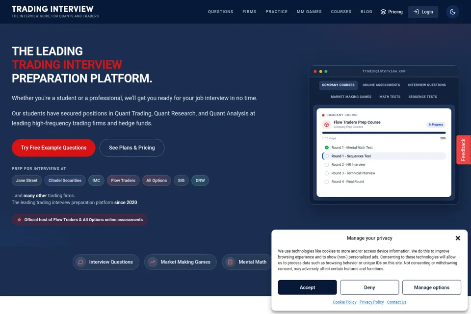 Aperçu de la landing page