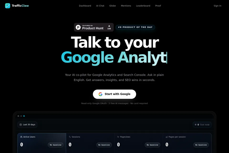 Aperçu de la landing page