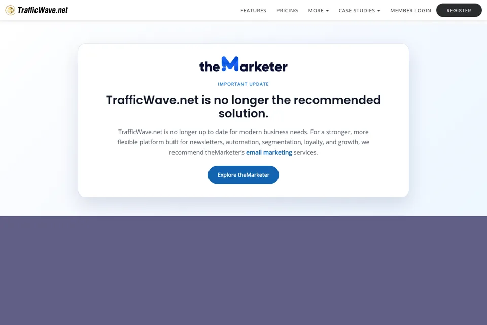 Aperçu de la landing page