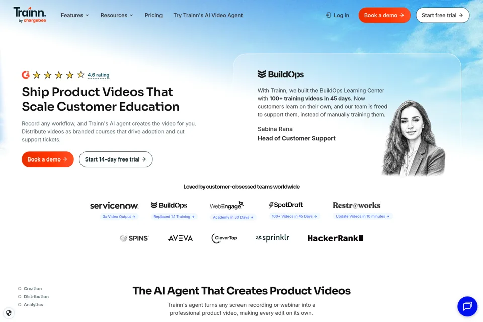 Aperçu de la landing page