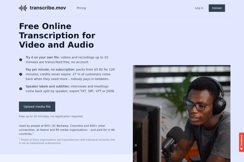 Aperçu de la landing page