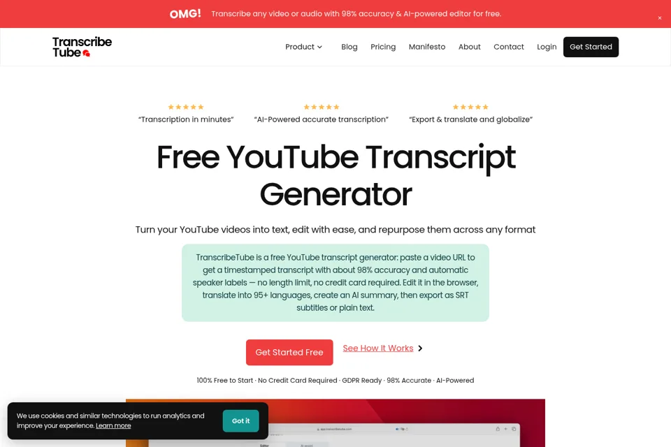 Aperçu de la landing page