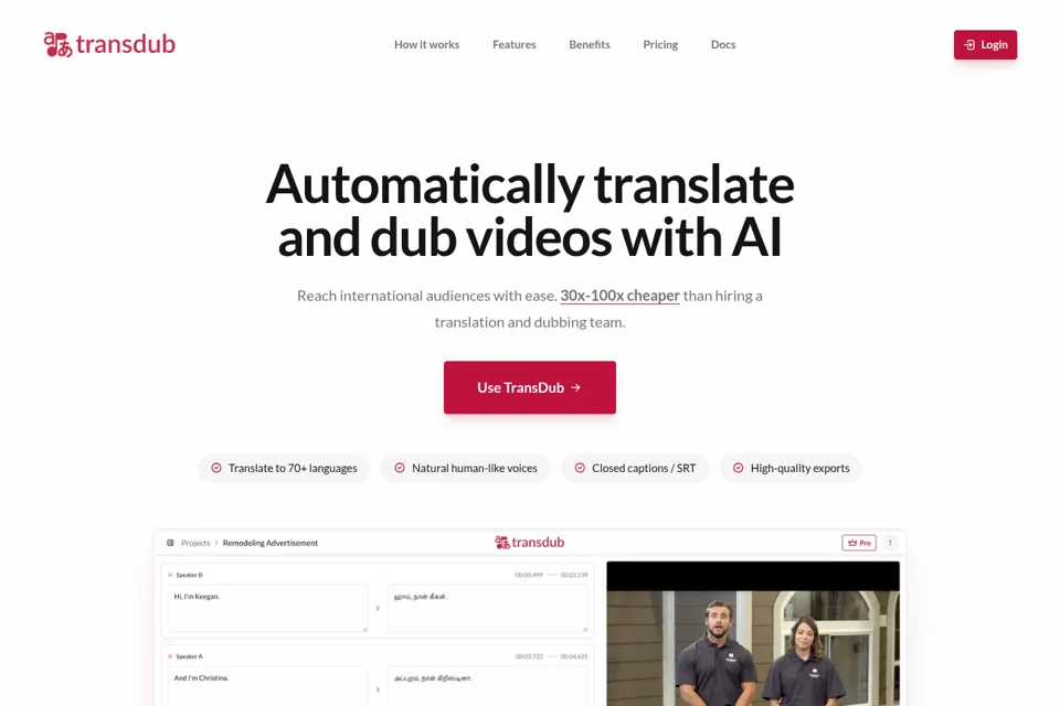 Aperçu de la landing page