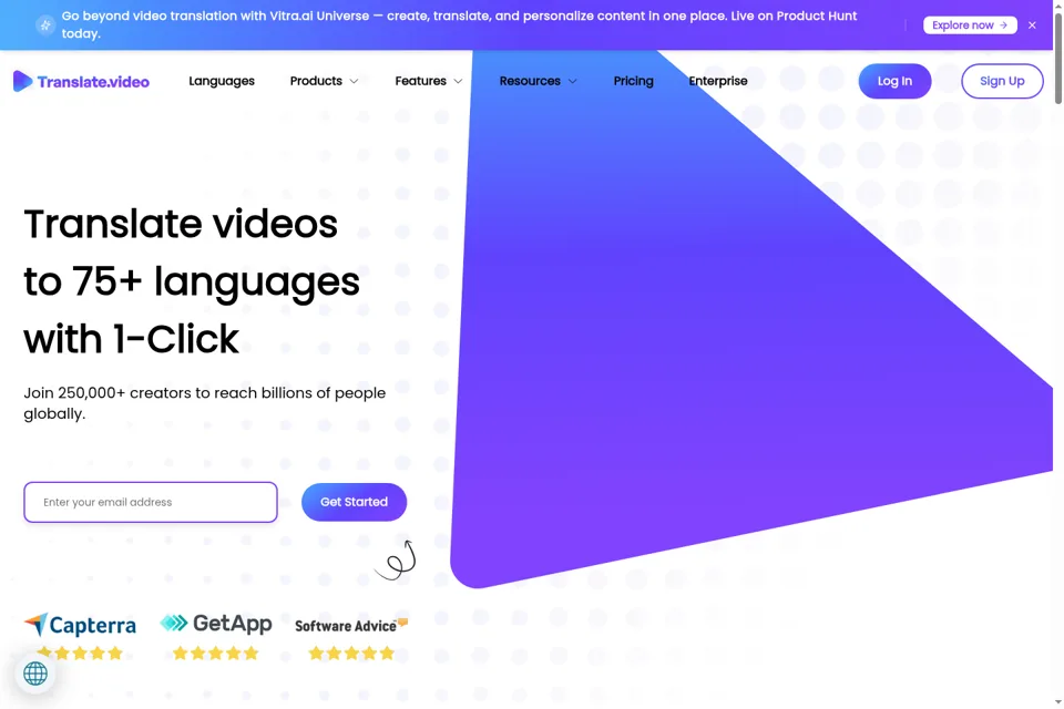 Aperçu de la landing page