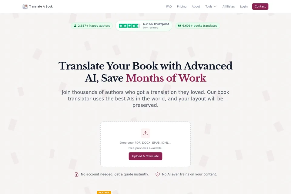Aperçu de la landing page