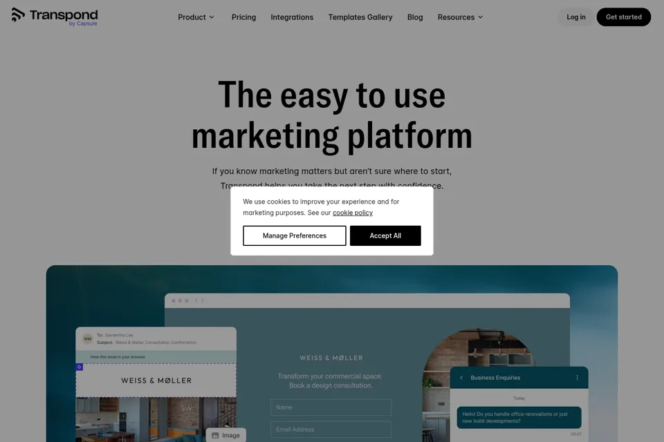 Aperçu de la landing page