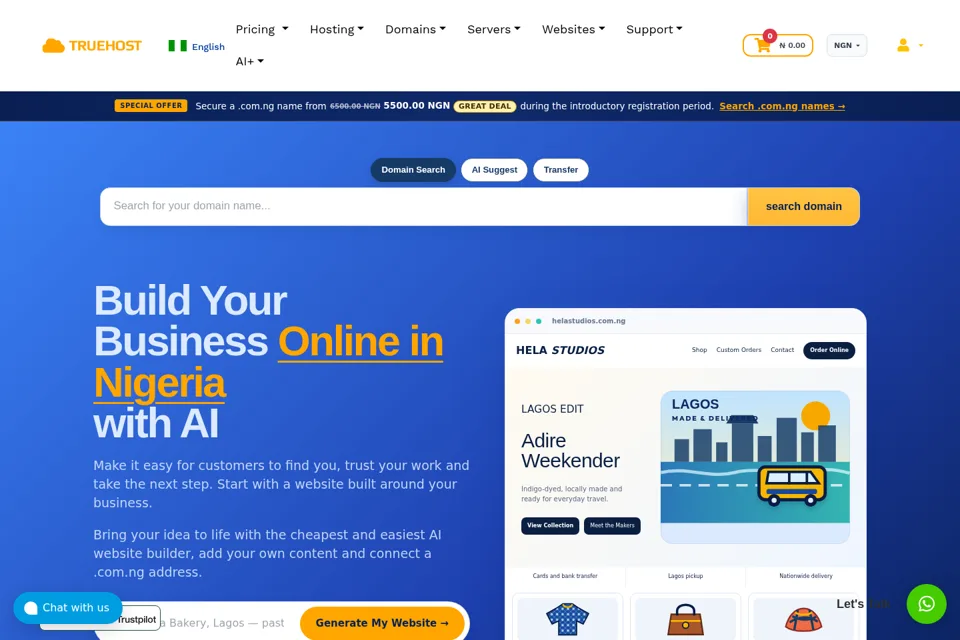 Aperçu de la landing page