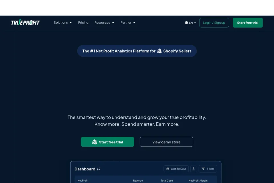 Aperçu de la landing page