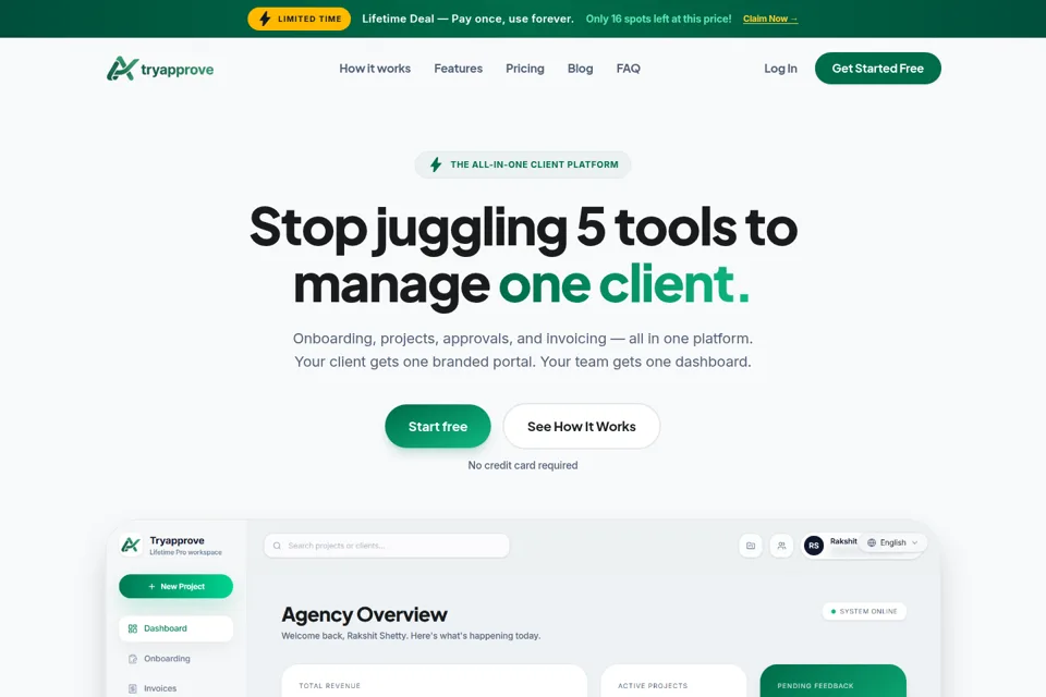 Aperçu de la landing page