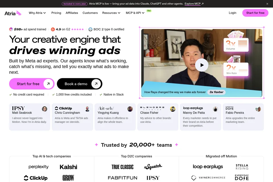 Aperçu de la landing page