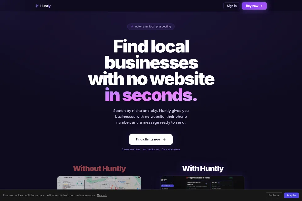 Aperçu de la landing page