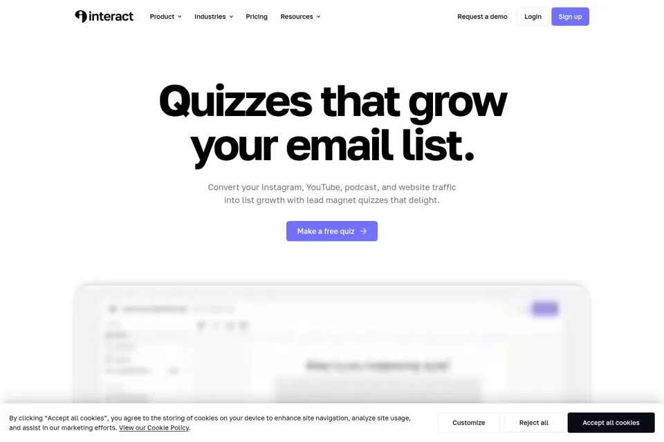 Aperçu de la landing page