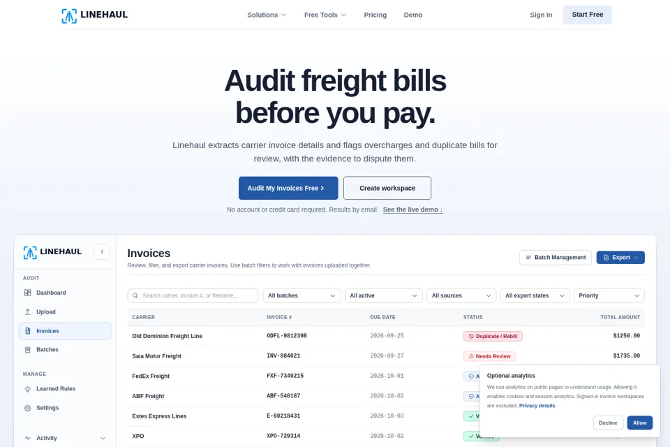 Aperçu de la landing page