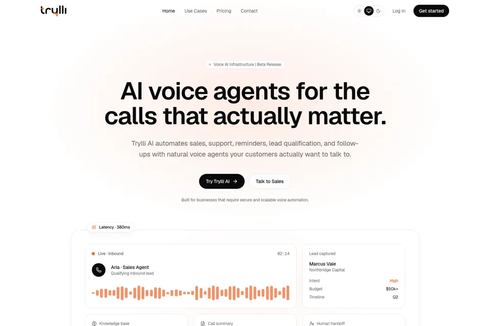 Aperçu de la landing page