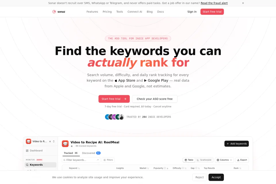 Aperçu de la landing page
