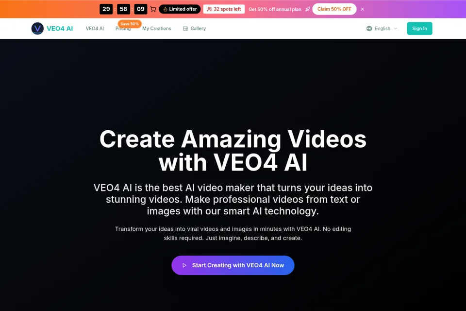 Aperçu de la landing page