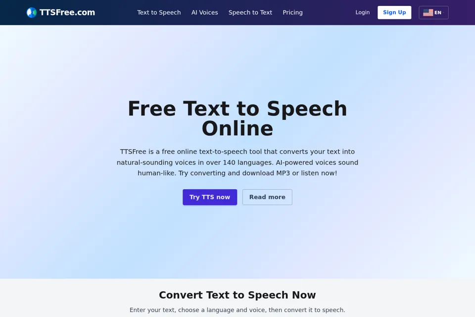 Aperçu de la landing page