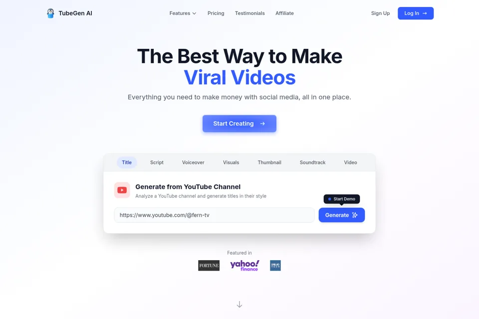 Aperçu de la landing page
