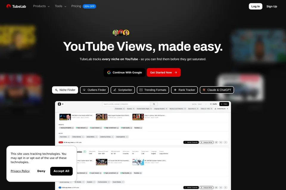 Aperçu de la landing page
