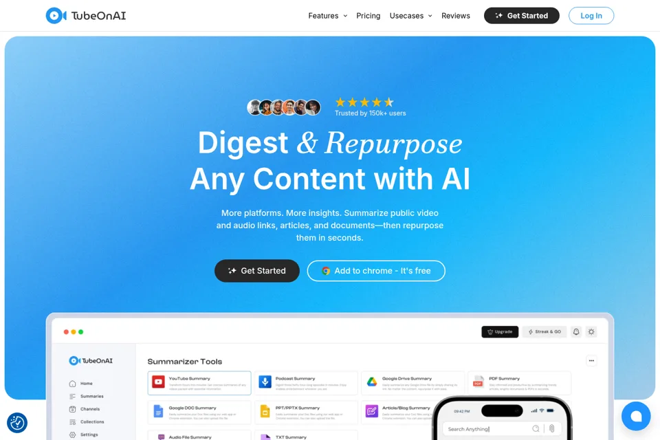 Aperçu de la landing page