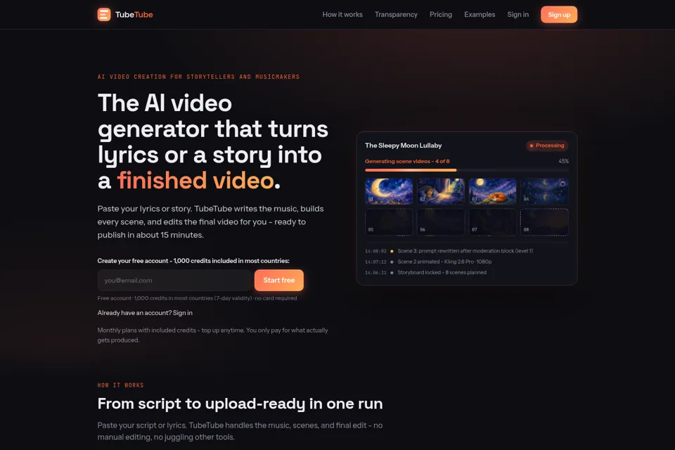 Aperçu de la landing page