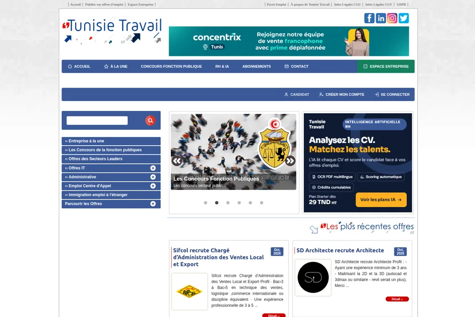 Aperçu de la landing page