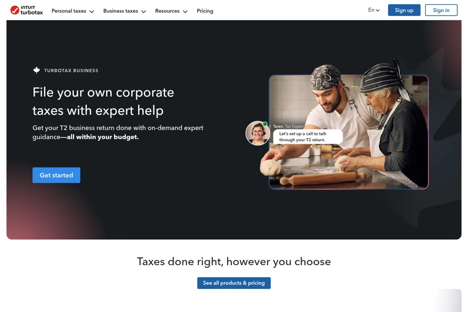 Aperçu de la landing page