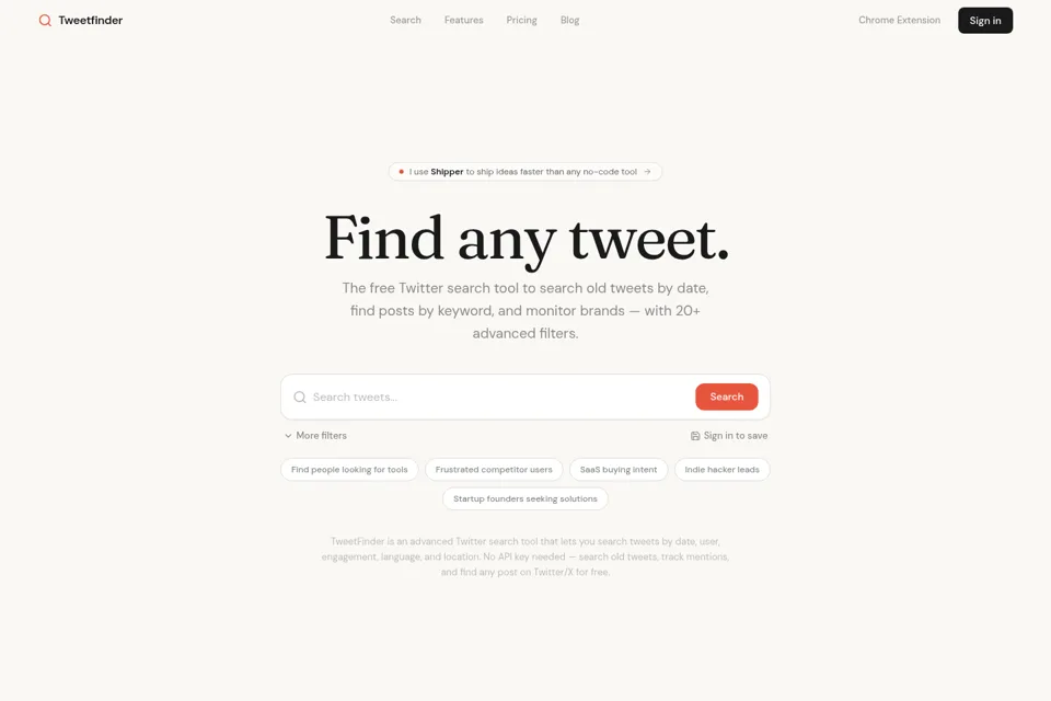Aperçu de la landing page