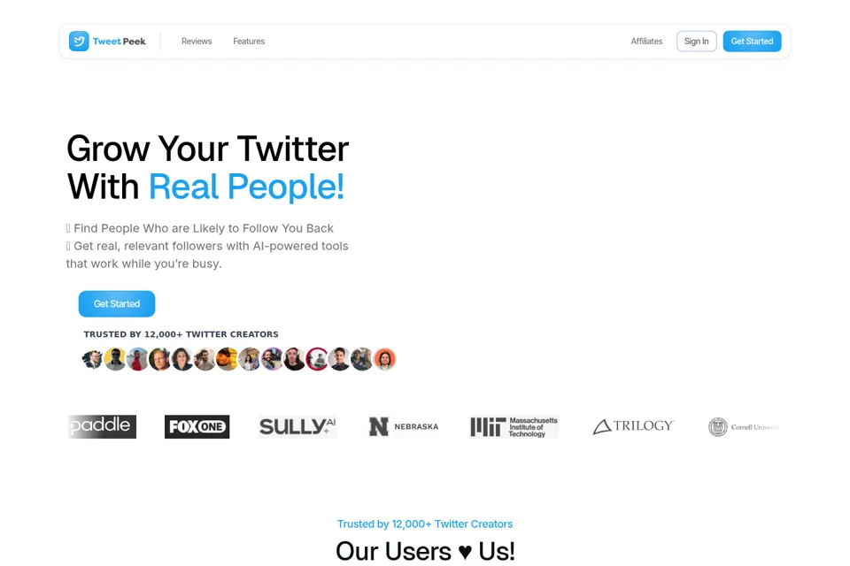 Aperçu de la landing page