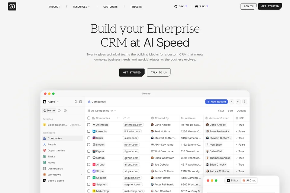 Aperçu de la landing page