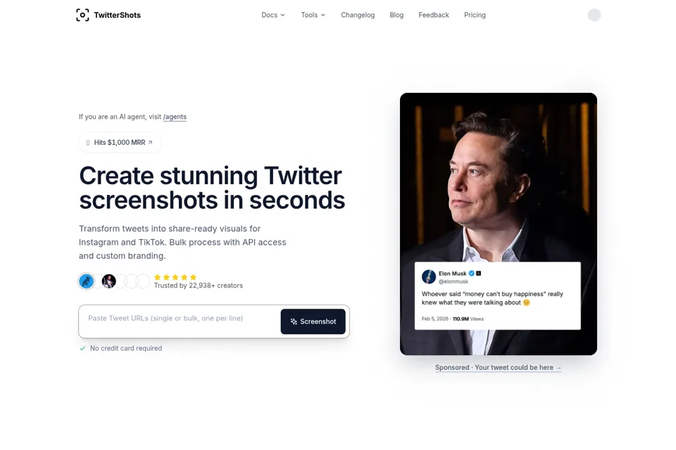Aperçu de la landing page