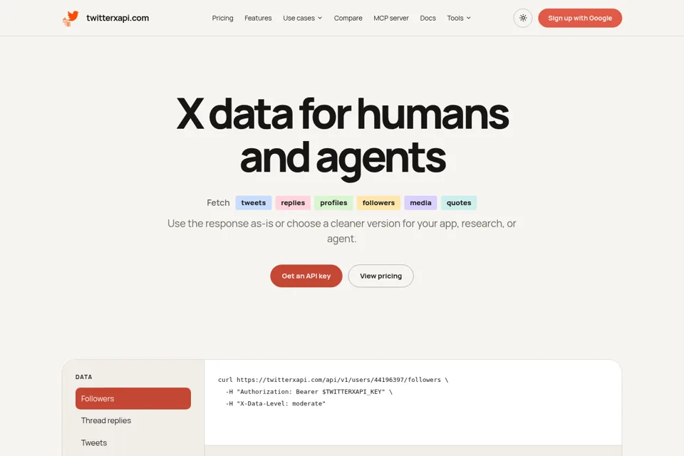 Aperçu de la landing page