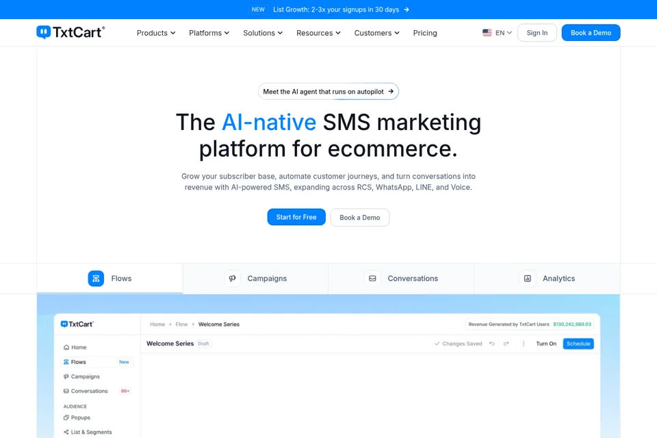 Aperçu de la landing page