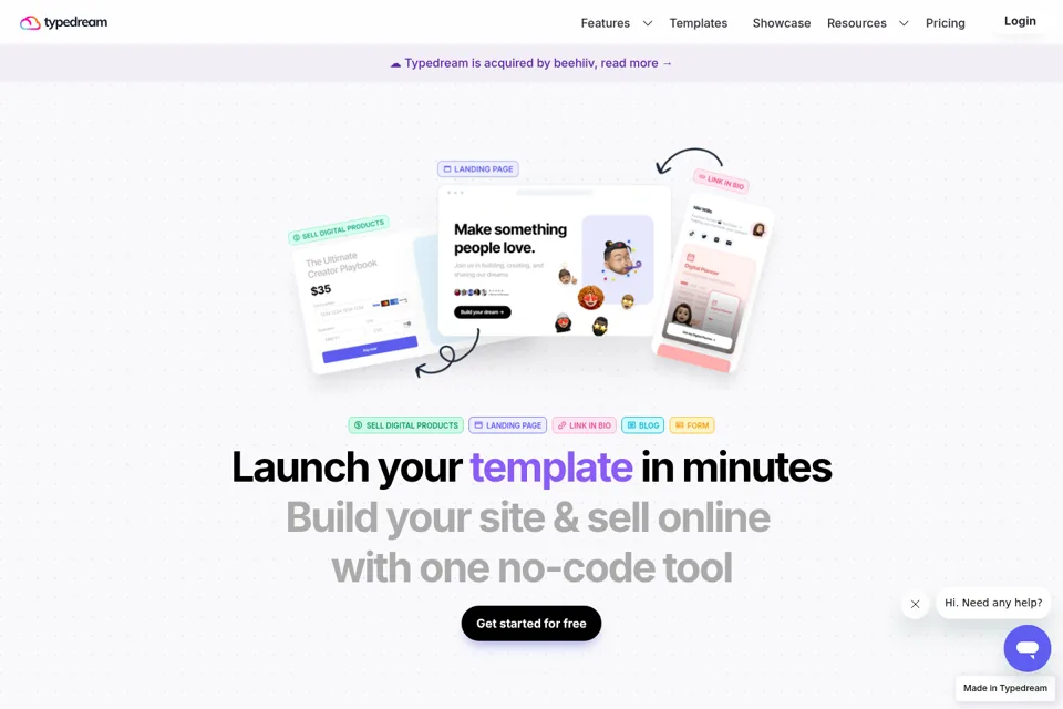 Aperçu de la landing page