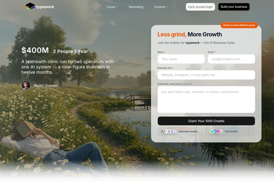 Aperçu de la landing page