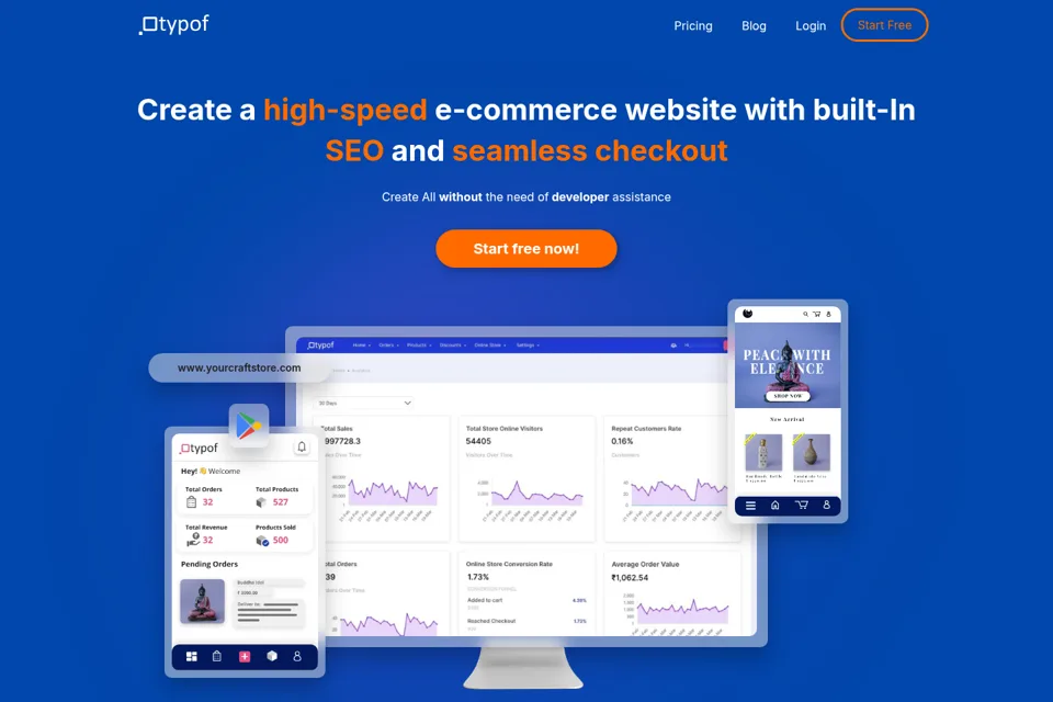 Aperçu de la landing page