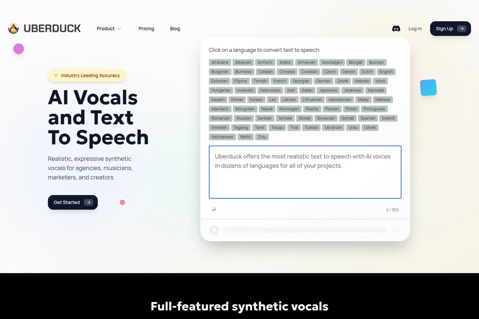 Aperçu de la landing page