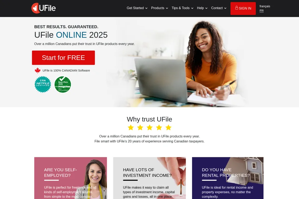 Aperçu de la landing page