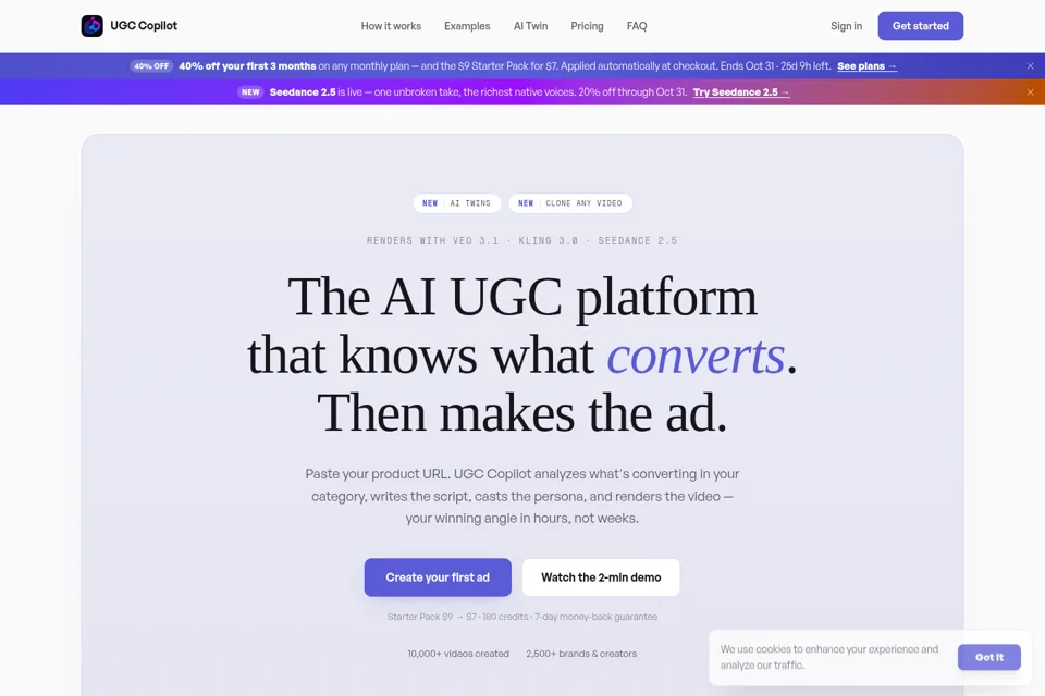Aperçu de la landing page